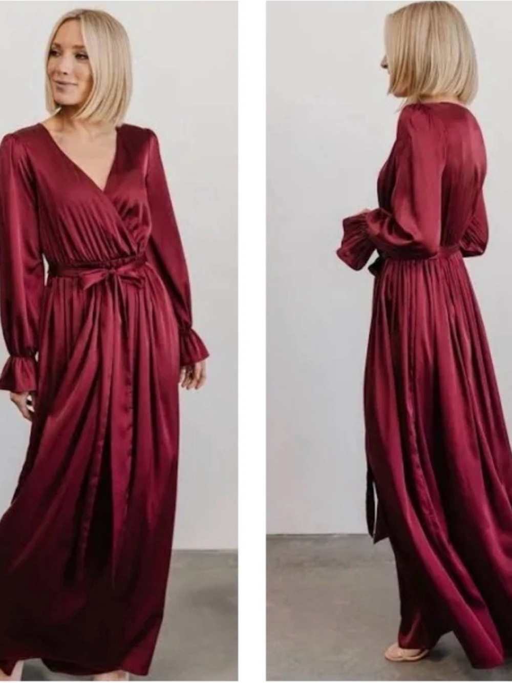 Baltic Born Burgundy Holly Satin Maxi Dress